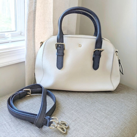 Kate Spade Felix Satchel Leather Bag Cream Black - Picture 3 of 16